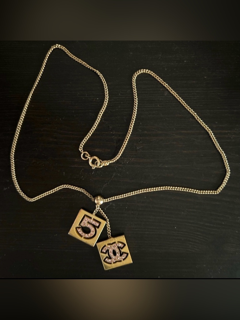 CHANEL No. 5 CC Logo Pendant Necklace